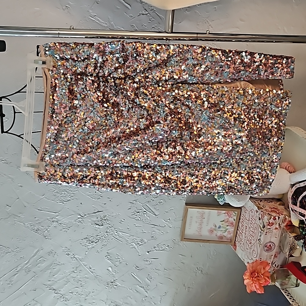 NWT ASTR The Label colorful sequin skirt. Size M.
